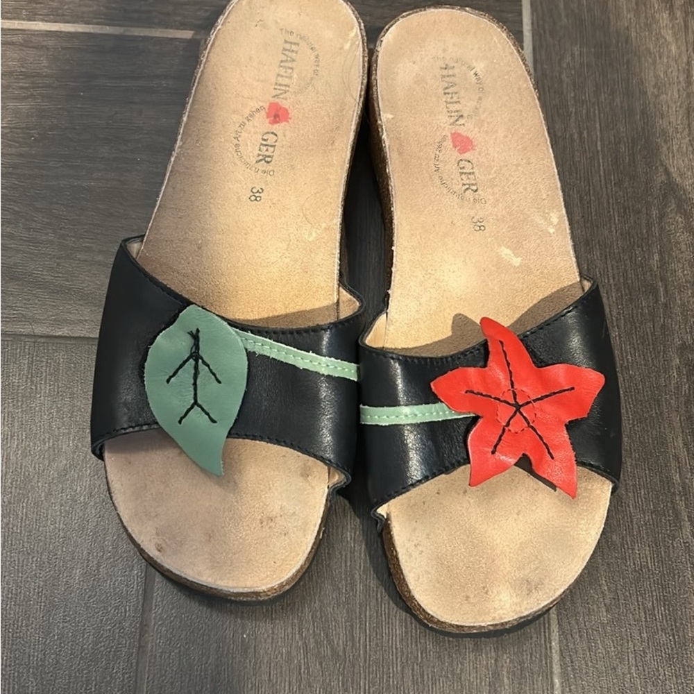 Haflinger Black and Red Women's Sandals